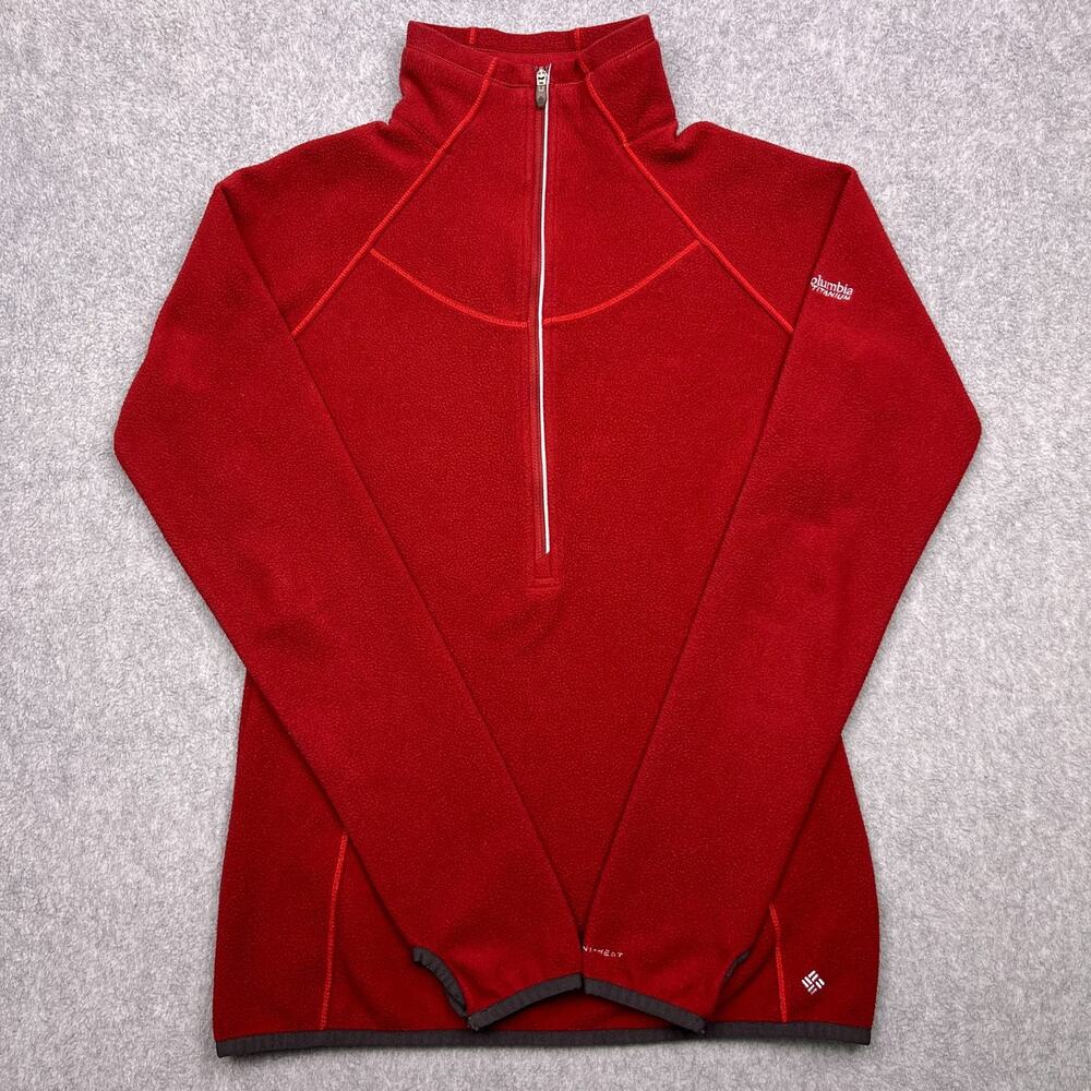columbia titanium omni heat sweatshirt red fleece 1/2 zip small